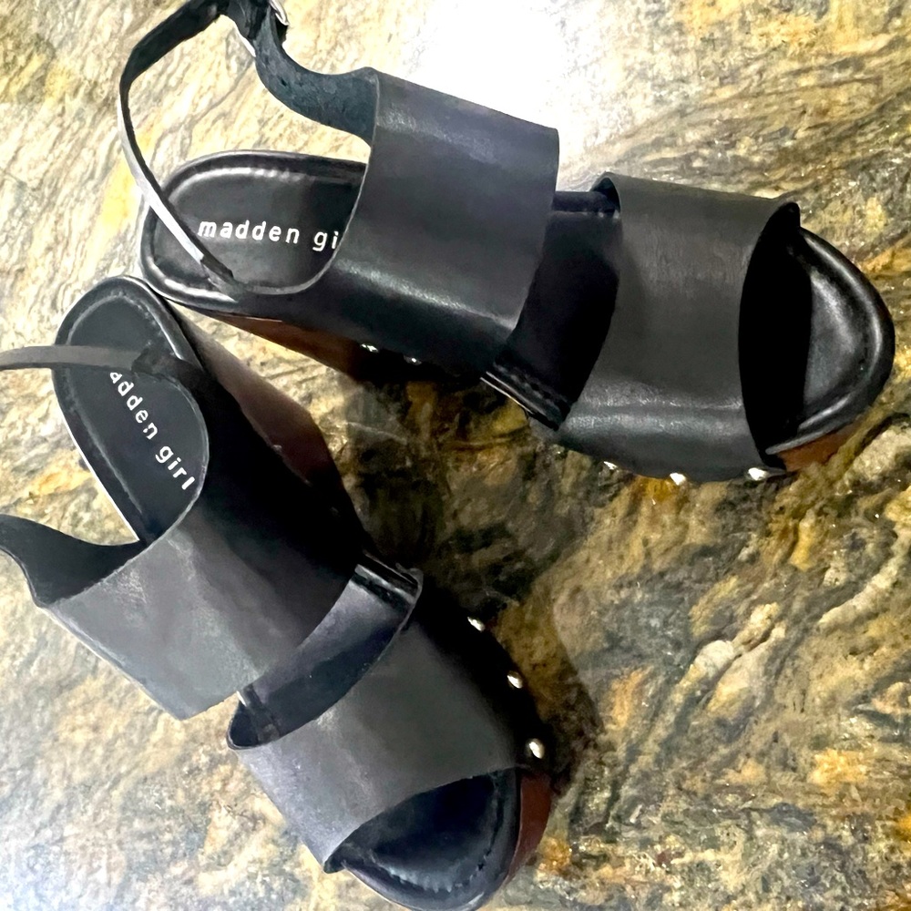 Madden Girl black wedge sandals